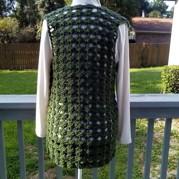 Handed Crafted Mary Kate Vest, Color Olive Green, Size Large. - Picture 2 of 4